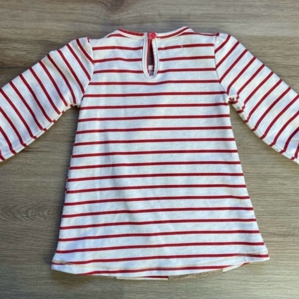 Mud Pie Christmas Reindeer Appliqué Dress – Red & White Striped – Size 6–9M - Picture 4 of 4